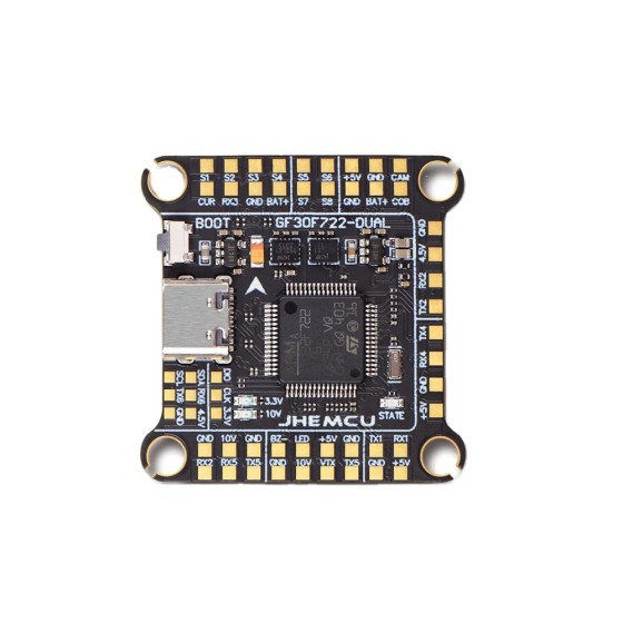JHEMCU GF30F722 Dual BEC Double Gyro 3-6S Compatible RC Drone High-Definition 3-6S Plastic Flight Controller
